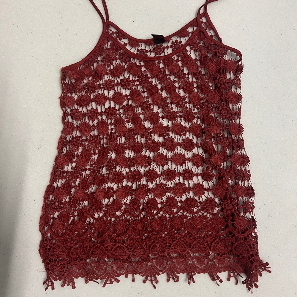 Chic Red Crochet Camisole